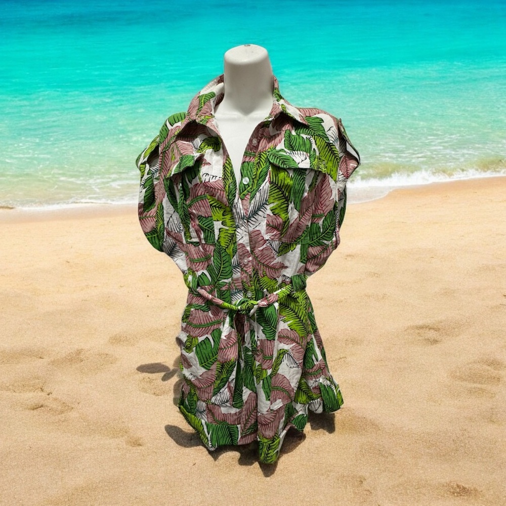 Love + Harmony Tropical Leaf romper size large